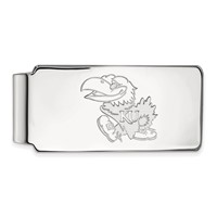 Sterling Silver Rhodium-plated LogoArt University of Kansas Jayhawk Money Clip view 1