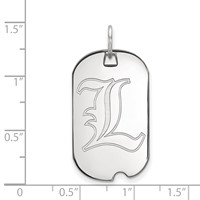 Sterling Silver Rhodium-plated LogoArt University of Louisville Letter L Small Dog Tag Pendant view 2