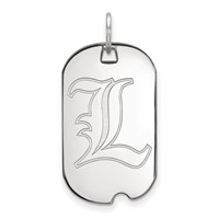 Sterling Silver Rhodium-plated LogoArt University of Louisville Letter L Small Dog Tag Pendant view 1