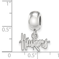 Sterling Silver Rhodium-plated LogoArt University of Nebraska Huskers Extra Small Dangle Bead Charm view 4