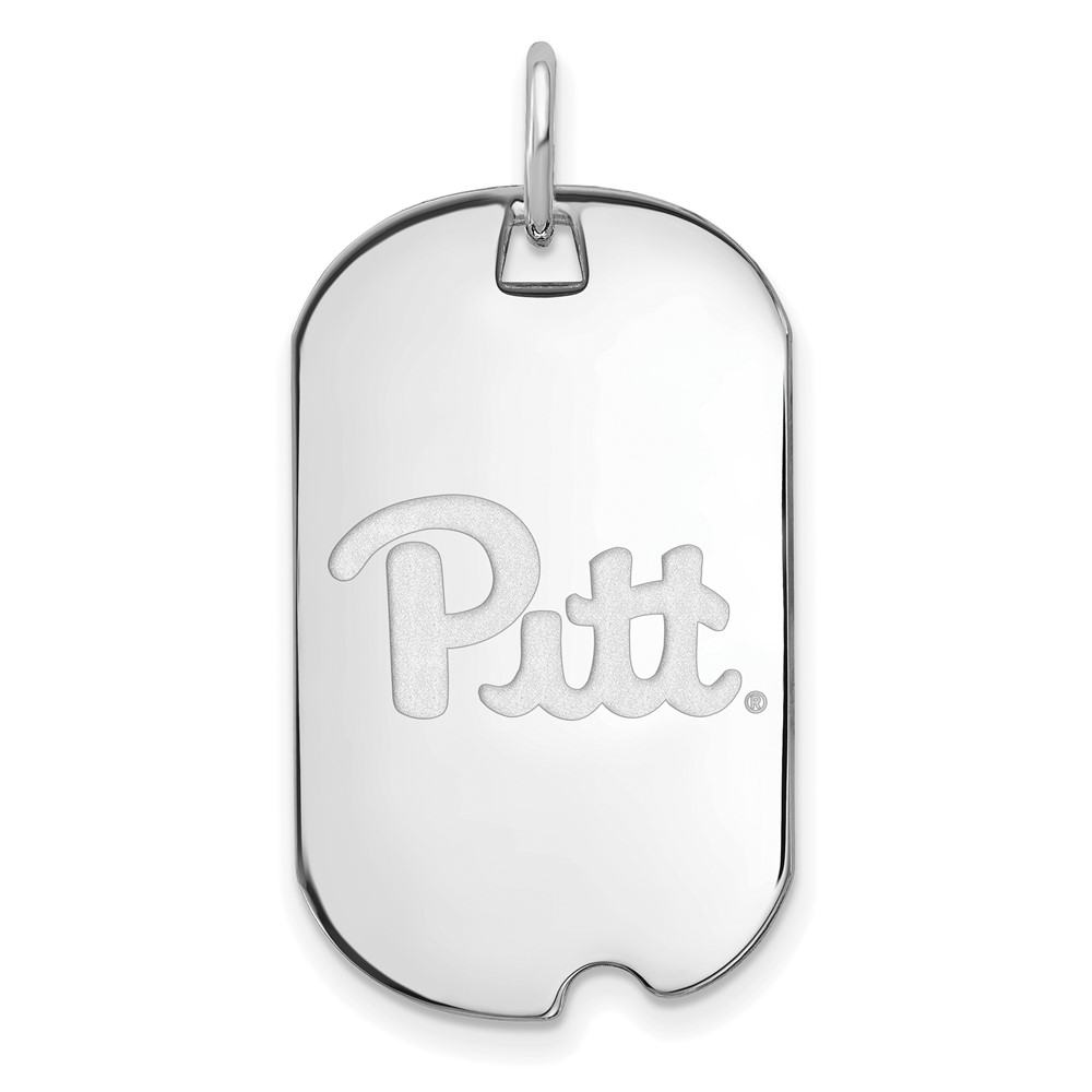 Sterling Silver Rhodium-plated LogoArt University of Pittsburgh Small Dog Tag Pendant