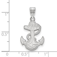 Sterling Silver Rhodium-plated LogoArt US Naval Academy Anchor Large Pendant view 2