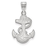 Sterling Silver Rhodium-plated LogoArt US Naval Academy Anchor Large Pendant view 1