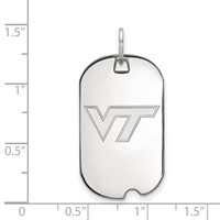 Sterling Silver Rhodium-plated LogoArt Virginia Tech V-t Small Dog Tag Pendant view 2