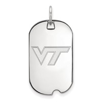 Sterling Silver Rhodium-plated LogoArt Virginia Tech V-t Small Dog Tag Pendant view 1