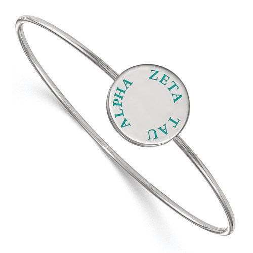 Sterling Silver Rh-plated LogoArt Zeta Tau Alpha Enameled Slip-on Bangle