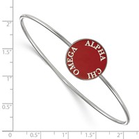 Sterling Silver Rh-plated LogoArt Alpha Chi Omega Enameled Slip-on Bangle view 2