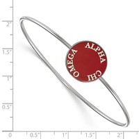 Sterling Silver Rh-plated LogoArt Alpha Chi Omega Enameled Slip-on Bangle view 3