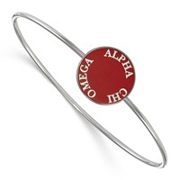 Sterling Silver Rh-plated LogoArt Alpha Chi Omega Enameled Slip-on Bangle view 1