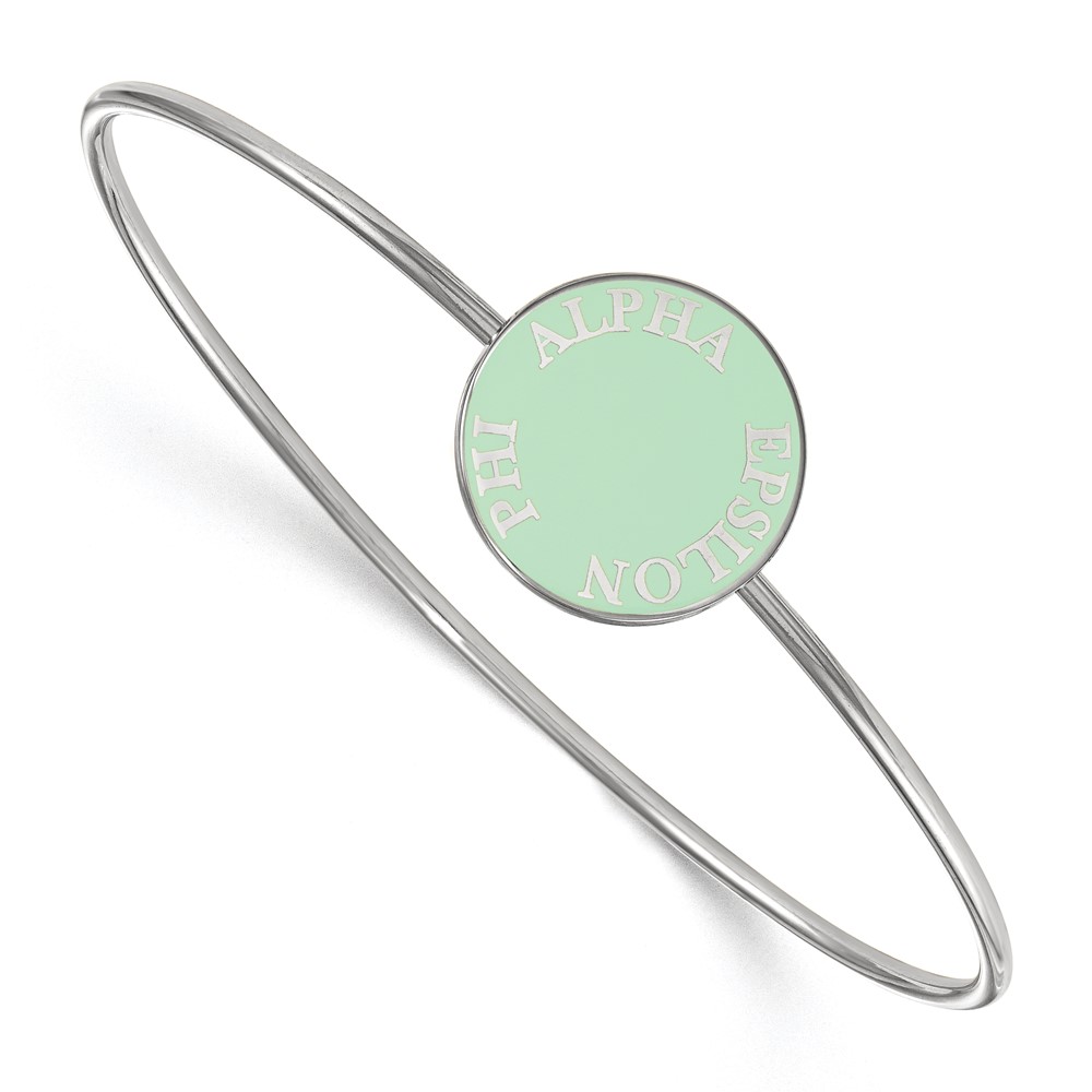 Sterling S. Rh-plated LogoArt Alpha Epsilon Phi Enameled Slip-on Bangle