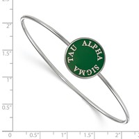 Sterling Silver Rh-plated LogoArt Alpha Sigma Tau Enameled Slip-on Bangle view 2