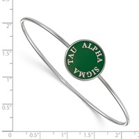 Sterling Silver Rh-plated LogoArt Alpha Sigma Tau Enameled Slip-on Bangle view 3