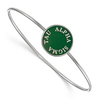 Sterling Silver Rh-plated LogoArt Alpha Sigma Tau Enameled Slip-on Bangle view 1