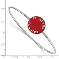 Sterling S. Rh-plated LogoArt Alpha Omicron Pi Enameled Slip-on Bangle view 2
