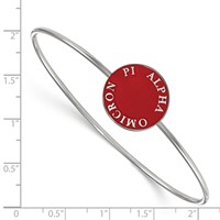 Sterling S. Rh-plated LogoArt Alpha Omicron Pi Enameled Slip-on Bangle view 3