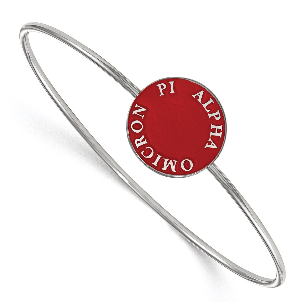 Sterling S. Rh-plated LogoArt Alpha Omicron Pi Enameled Slip-on Bangle