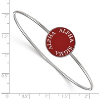 Sterling S. Rh-plated LogoArt Alpha Sigma Alpha Enameled Slip-on Bangle view 3