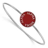 Sterling S. Rh-plated LogoArt Alpha Sigma Alpha Enameled Slip-on Bangle view 1
