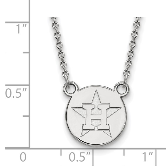 Sterling Silver Rhodium Plated Major League Baseball LogoArt Houston Astros Disc Necklace