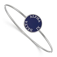 Sterling Silver Rh-plated LogoArt Alpha Xi Delta Enameled Slip-on Bangle view 1