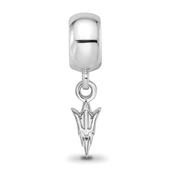 Sterling Silver Rhodium-plated LogoArt Arizona State University Pitchfork Extra Small Dangle Bead Charm