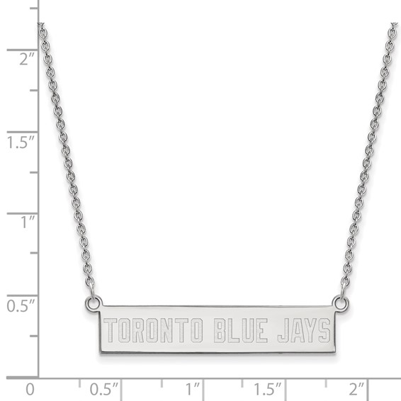 SS/Rh-p Major League Baseball LogoArt Toronto Blue Jays Small Bar Necklace