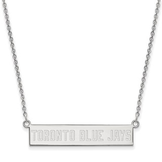 SS/Rh-p Major League Baseball LogoArt Toronto Blue Jays Small Bar Necklace