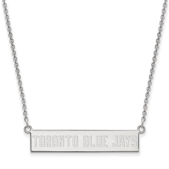 SS/Rh-p Major League Baseball LogoArt Toronto Blue Jays Small Bar Necklace