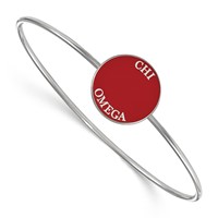 Sterling Silver Rh-plated LogoArt Chi Omega Enameled Slip-on Bangle view 1