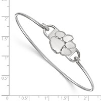 Sterling Silver Rhodium-plated LogoArt Clemson University Tiger Paw Small Center Wire Bangle, 7" view 2