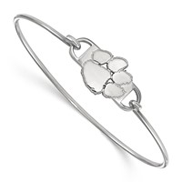Sterling Silver Rhodium-plated LogoArt Clemson University Tiger Paw Small Center Wire Bangle, 7" view 1