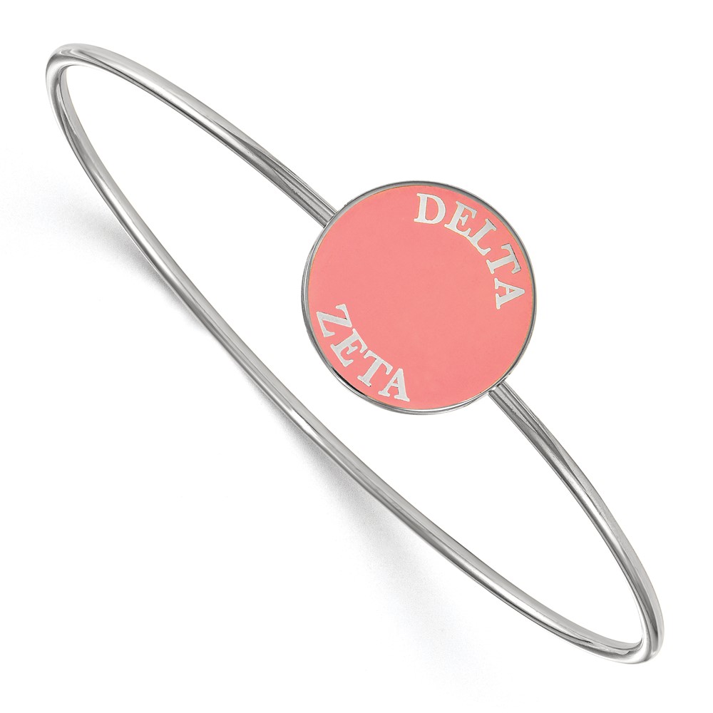 Sterling Silver Rh-plated LogoArt Delta Zeta Enameled Slip-on Bangle