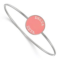 Sterling Silver Rh-plated LogoArt Delta Zeta Enameled Slip-on Bangle view 1