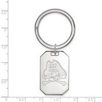 Sterling Silver Rhodium-plated LogoArt East Carolina University Pirate Key Ring view 2