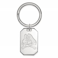 Sterling Silver Rhodium-plated LogoArt East Carolina University Pirate Key Ring view 1