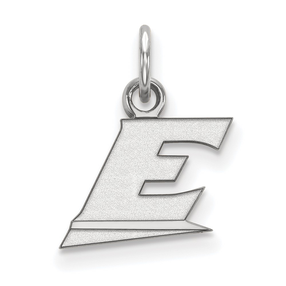 Sterling Silver Rhodium-plated LogoArt Eastern Kentucky University Letter E Extra Small Pendant