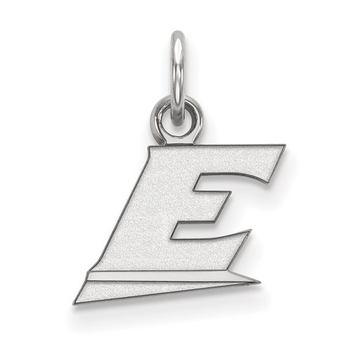 Sterling Silver Rhodium-plated LogoArt Eastern Kentucky University Letter E Extra Small Pendant