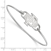 Sterling Silver Rhodium-plated LogoArt Florida State University F-s Small Center Wire Bangle, 7" view 2