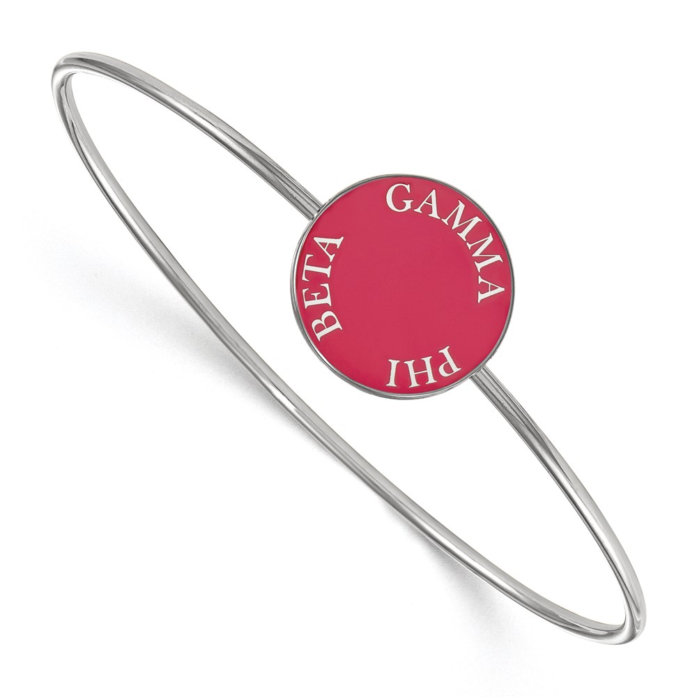 Sterling Silver Rh-plated LogoArt Gamma Phi Beta Enameled Slip-on Bangle