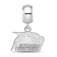 Sterling Silver Rhodium-plated LogoArt Georgia Southern University Eagle Extra Small Dangle Bead Charm view 3