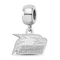 Sterling Silver Rhodium-plated LogoArt Georgia Southern University Eagle Extra Small Dangle Bead Charm view 1
