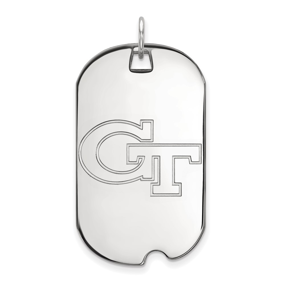Sterling Silver Rhodium-plated LogoArt Georgia Institute of Technology G-t Large Dog Tag Pendant