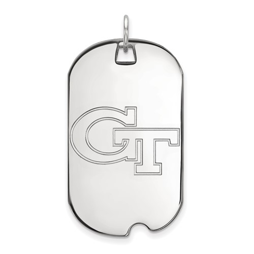 Sterling Silver Rhodium-plated LogoArt Georgia Institute of Technology G-t Large Dog Tag Pendant