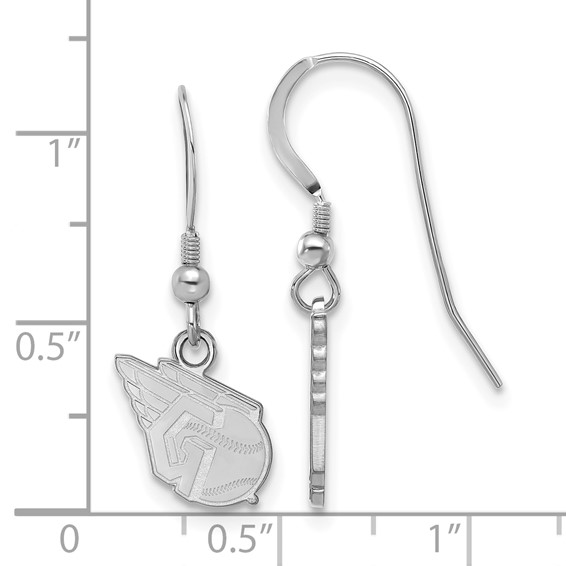 Sterling Silver Rhodium Plated Major League Baseball LogoArt Cleveland Guardians Small Wire Dangle Earrings
