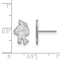 Sterling Silver Rhodium-plated LogoArt Iowa State University Cardinal Small Post Earrings view 2