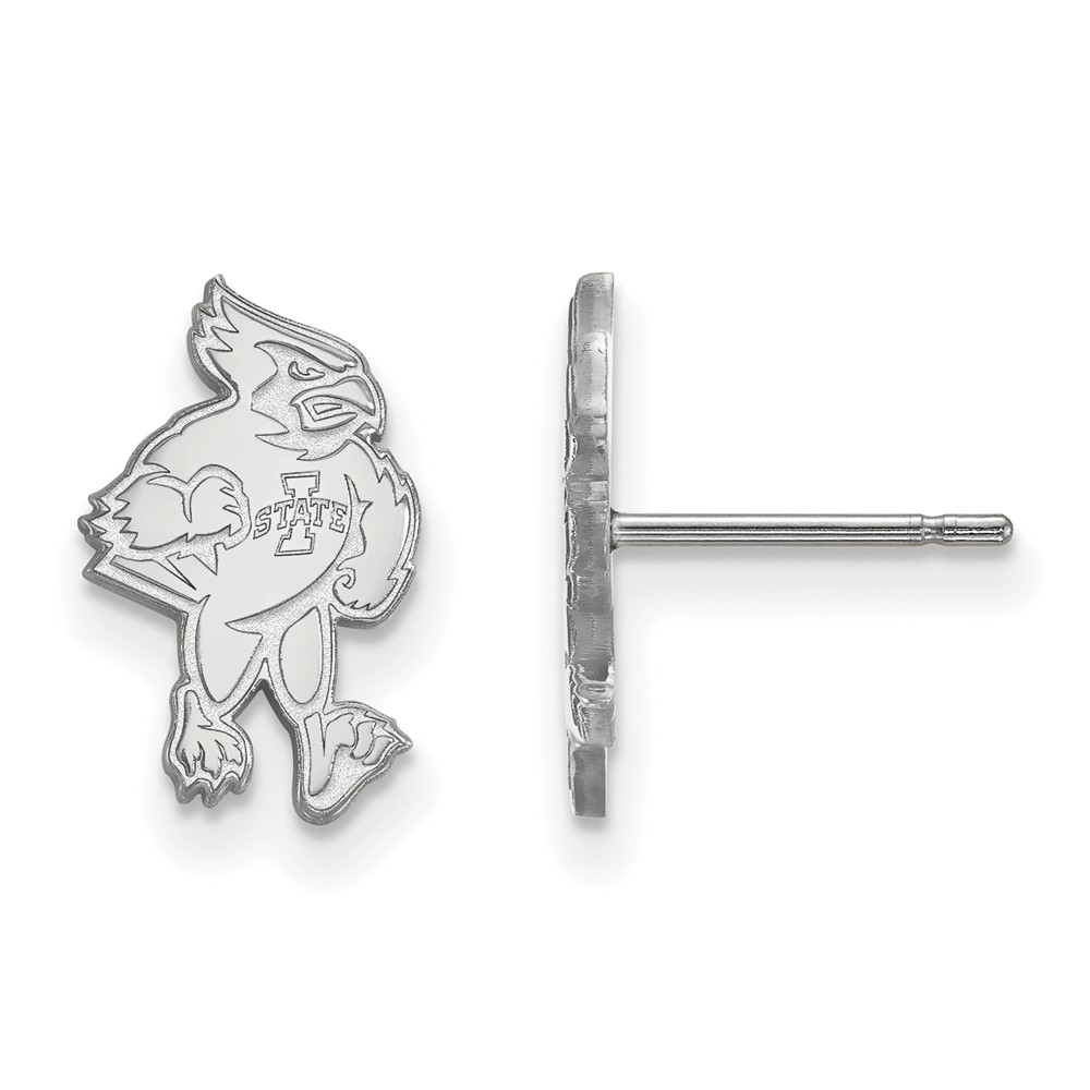 Sterling Silver Rhodium-plated LogoArt Iowa State University Cardinal Small Post Earrings