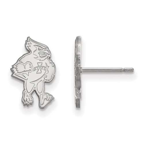 Sterling Silver Rhodium-plated LogoArt Iowa State University Cardinal Small Post Earrings