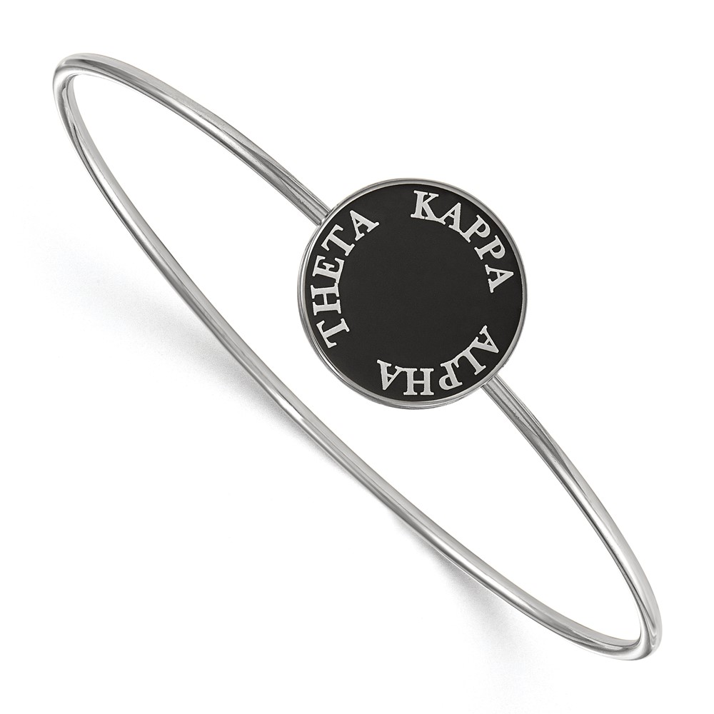 Sterling S. Rh-plated LogoArt Kappa Alpha Theta Enameled Slip-on Bangle