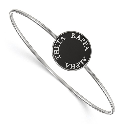 Sterling S. Rh-plated LogoArt Kappa Alpha Theta Enameled Slip-on Bangle