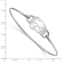 Sterling Silver Rhodium-plated LogoArt Kansas State University Wildcat Small Center Wire Bangle, 7" view 2